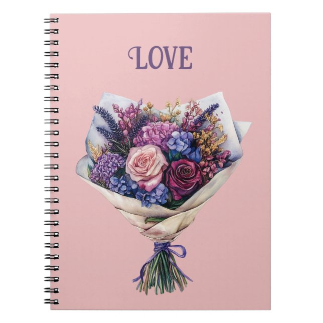 Cuaderno Flores de Amor Rosa Purpura (Frente)