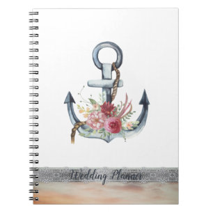 Cuaderno Flores de ancla de acuarela encaje náutico