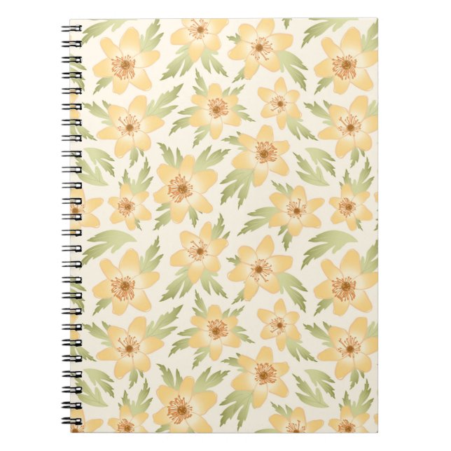 Cuaderno Flores de anémona Naranja salvaje - patrón sin fis (Frente)