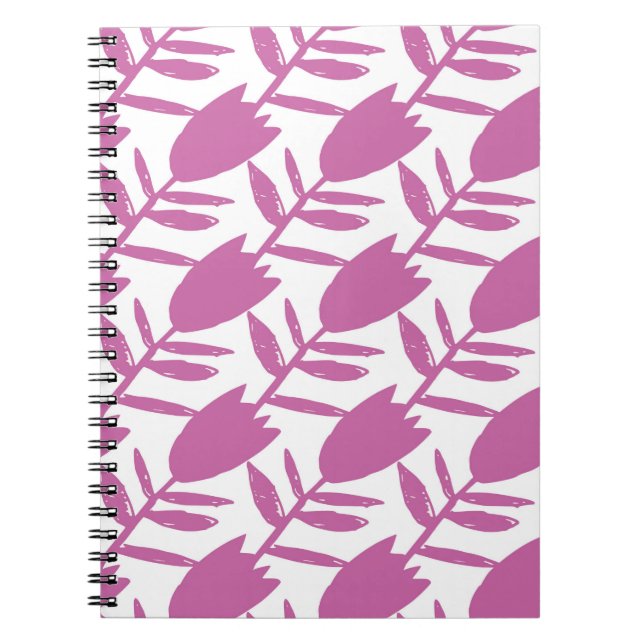 Cuaderno Flores de arándano rosa abstractas sin fisuras en (Frente)