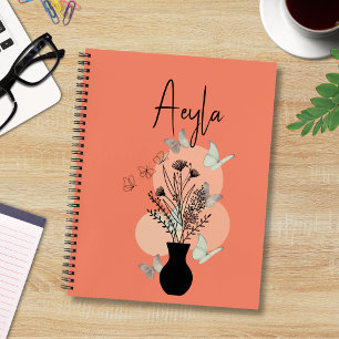 Cuaderno Flores de arte de la línea de boho y mariposas Sal