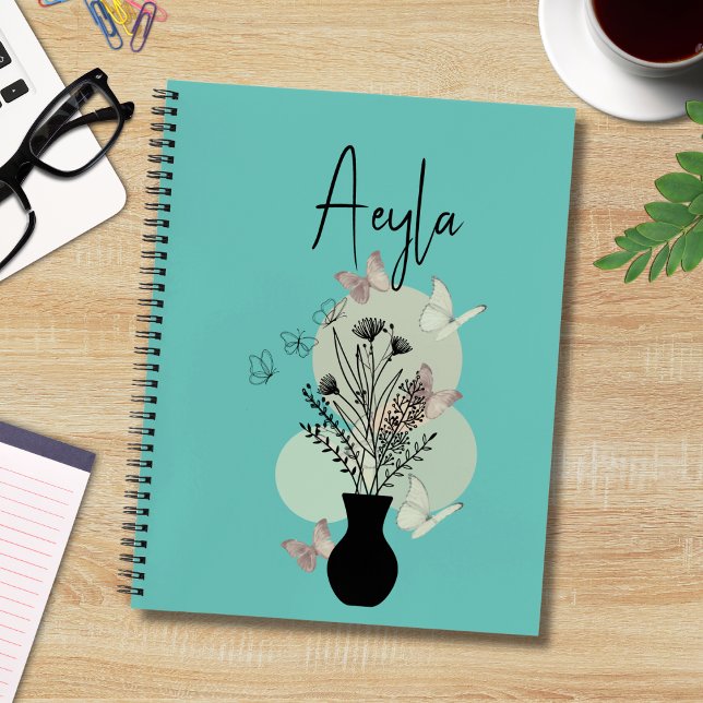 Cuaderno Flores de arte de la línea de boho y mariposas Ver (Subido por el creador)