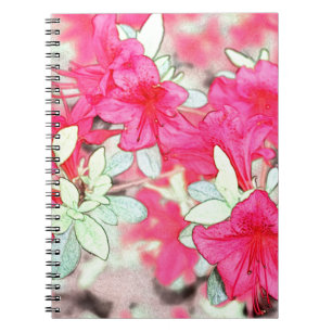 Cuaderno flores de azalea rosa bonito. Planta de huerto flo