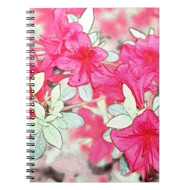 Cuaderno flores de azalea rosa bonito. Planta de huerto flo (Frente)