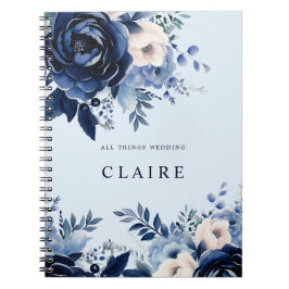 Cuaderno Flores de azul Boda azul azul claro