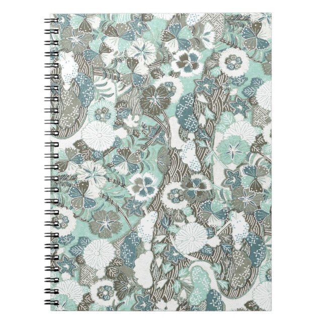 Cuaderno Flores de Blue Brown abstractas (Frente)