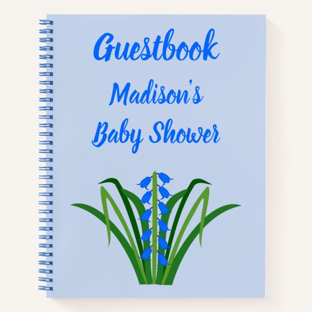 Cuaderno Flores de Bluebell Niño Azul Bebé Cumpleaños de Pr (Anverso)