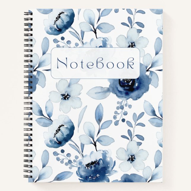 Cuaderno Flores de Bonito floral azul (Anverso)
