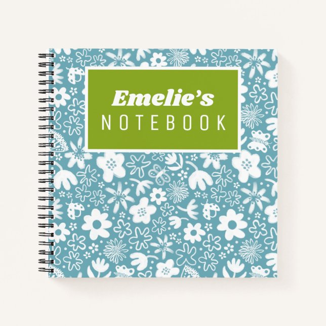 Cuaderno Flores de bonito y chicas insectos zumbantes (Anverso)