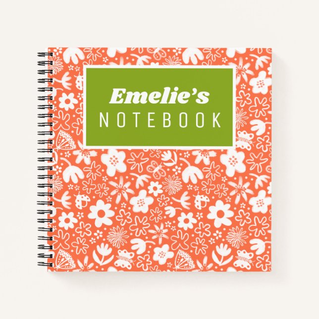 Cuaderno Flores de bonito y chicas insectos zumbantes (Anverso)