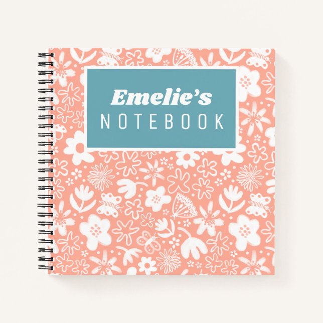 Cuaderno Flores de bonito y chicas insectos zumbantes (Anverso)