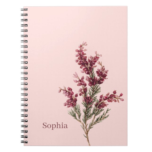 Cuaderno Flores de Borgoña Personalizadas (Frente)