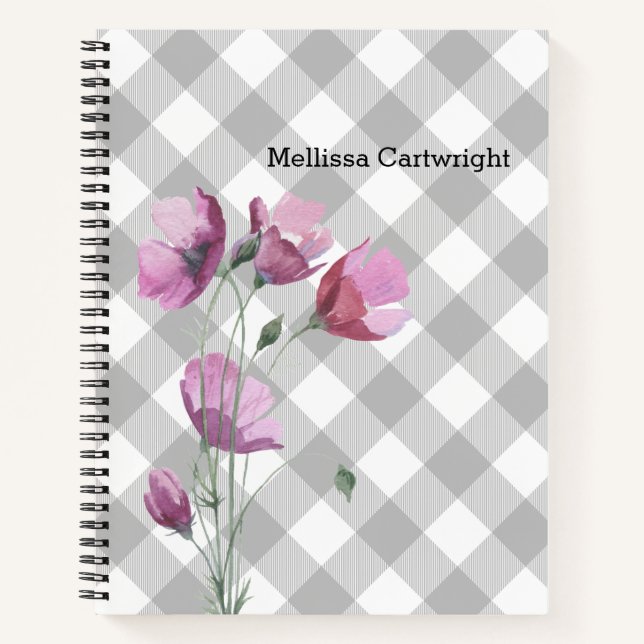 Cuaderno Flores de búfalo y rosadas personalizados (Anverso)