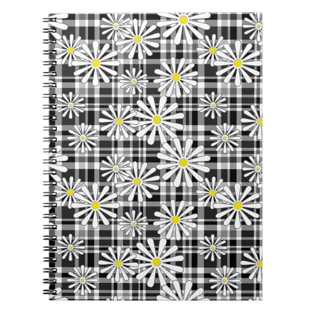 Cuaderno Flores de camomila blanca sobre el blanco negro a  (Frente)