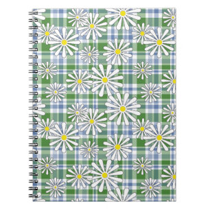 Cuaderno Flores de camomila blanca sobre un alicatado azul 