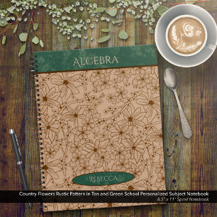 Cuaderno Flores de campo Tan Green School Nombre del sujeto