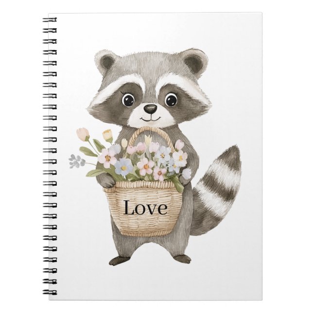 Cuaderno Flores de Canasta de Mapache Lindo (Frente)