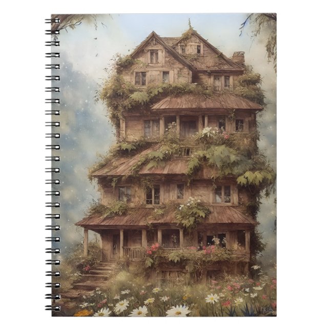 Cuaderno flores de casa de fantasía vintaje 1 (Frente)