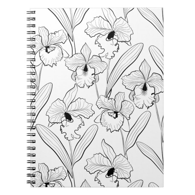 Cuaderno Flores de cattleya de orquídeas sin rompeolas (Frente)