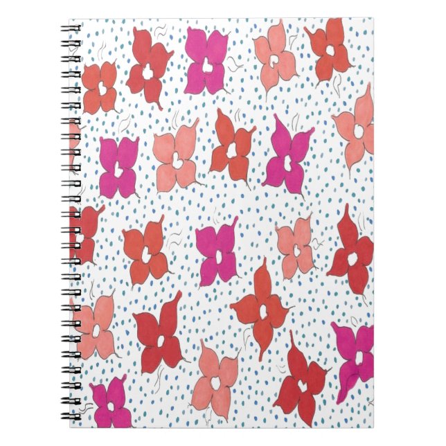 Cuaderno Flores de celebración y puntos de polka (Frente)
