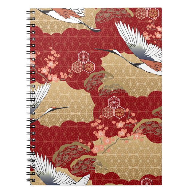 Cuaderno Flores de cerezo de kimono japonesas (Frente)
