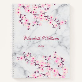 Cuaderno Flores de cerezo Flores Marble gris rosa