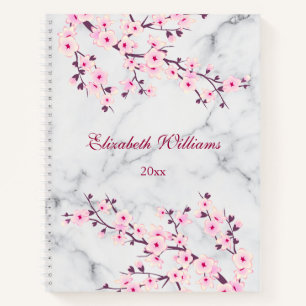 Cuaderno Flores de cerezo Flores Marble gris rosa
