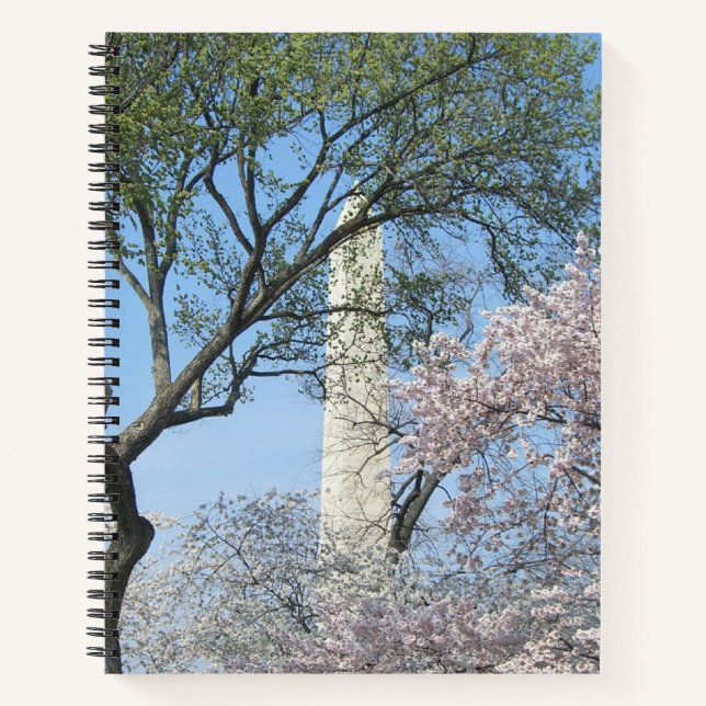 Cuaderno Flores de cerezo y el monumento de Washington en D (Anverso)