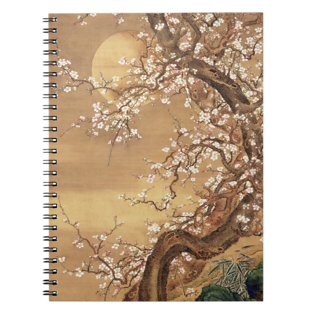 Cuaderno Flores de ciruelas antiguas japonesas a la luz de  (Frente)