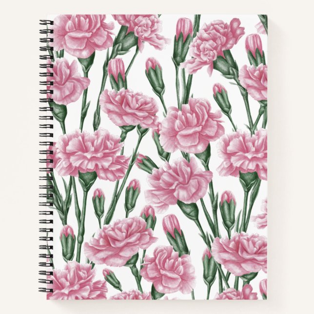 Cuaderno Flores de clavel rosado  (Anverso)