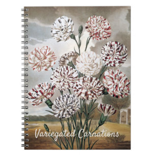 Cuaderno Flores de clavel variegado vintage con cielo gris