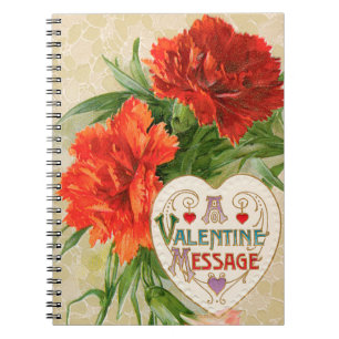 Cuaderno Flores de claveles, mensaje El día de San Valentín