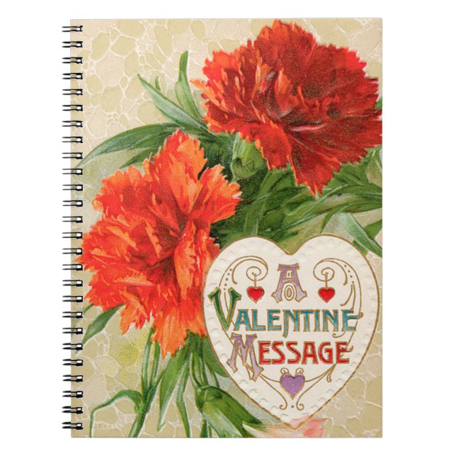Cuaderno Flores de claveles, mensaje El día de San Valentín (Frente)