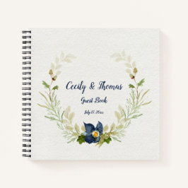 Cuaderno Flores de color azul acuático corns Oak Leaves inv