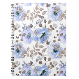Cuaderno Flores de color azul de moda