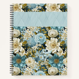 Cuaderno FLORES DE COLOR AZUL Y CREMA DE bonito