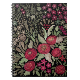 Cuaderno Flores de color de agua brillante dibujadas a mano