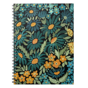 Cuaderno Flores de color de agua brillantes dibujadas a man
