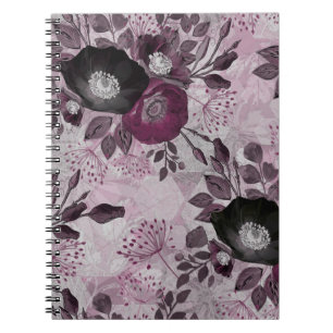 Cuaderno Flores de color de agua de Borgoña.