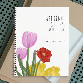 Cuaderno Flores de color de agua de la mano auténticas