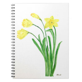 Cuaderno Flores de color de agua floral de primavera amaril