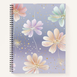 Cuaderno FLORES DE COLOR DE AGUA ROJO AZUL bonito