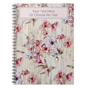 Cuaderno Flores de color de borgoña floral otoñal Rústico