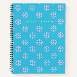 Cuaderno Flores de color marrón en azul turquesa personaliz