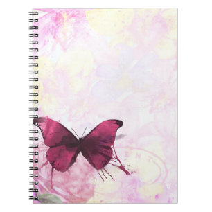 Cuaderno Flores de color rosa y amarillo con mariposa