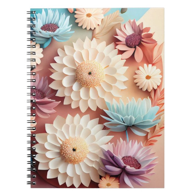 Cuaderno Flores de colores 3D (Frente)