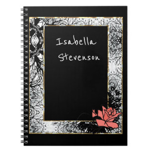 Cuaderno Flores de coral grunge de rosa retro vintage de co