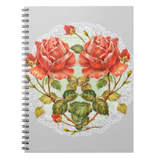 Cuaderno Flores de corazón en la servilleta blanca patrón s