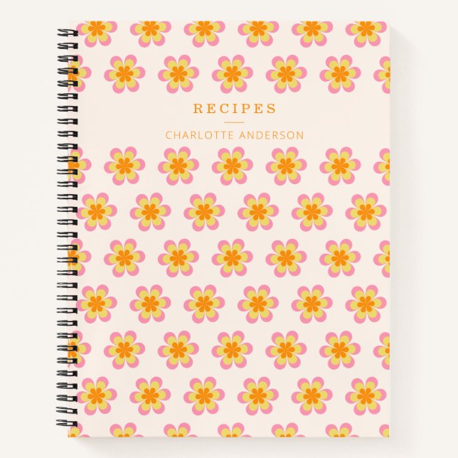 Cuaderno Flores de cosecha en receta personalizada Naranja (Anverso)