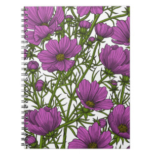 Cuaderno Flores de cosmos violetas
